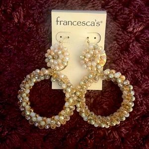 NWT Francesca’s Pale Pink Beaded Hoop Earrings